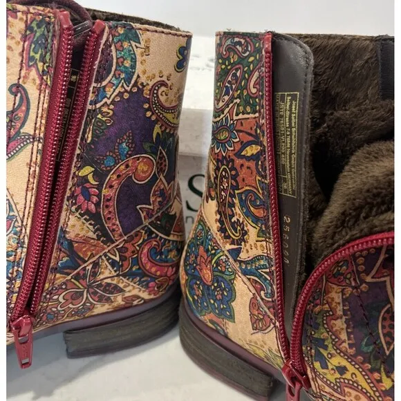 Josef Seibel Leather Paisley Floral Lace Up Boots Womens EU 36 Boho Comfort