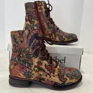 Josef Seibel Leather Paisley Floral Lace Up Boots Womens EU 36 Boho Comfort
