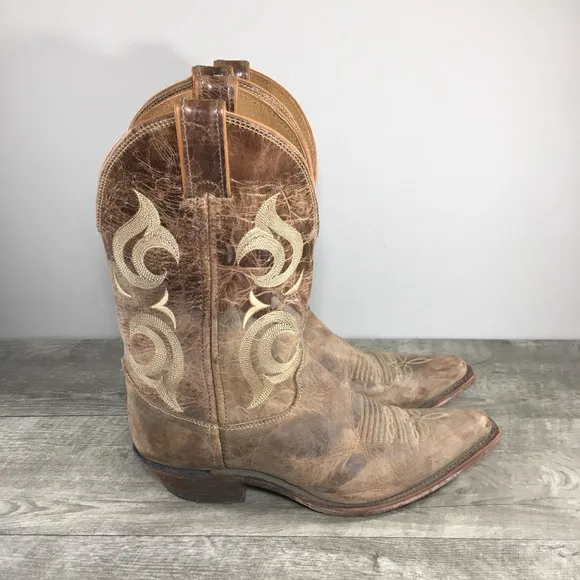 Justin Boots BRL103 Bent Rail Brown Distressed Cowboy Leather Women’s Size 9.5