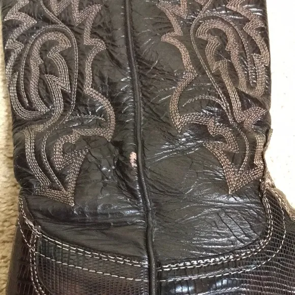 Justin Women’s Cowgirl Western Leather Brown Reptile Design Tall Heeled Boots