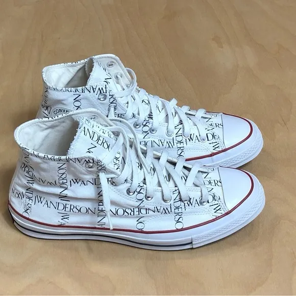 JW Anderson White Converse Edition Grid Logo Sneakers Unisex Size 12.