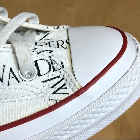JW Anderson White Converse Edition Grid Logo Sneakers Unisex Size 12.