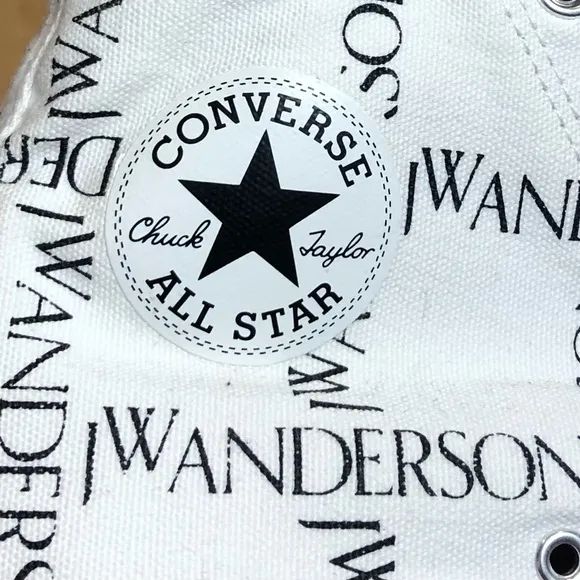 JW Anderson White Converse Edition Grid Logo Sneakers Unisex Size 12.