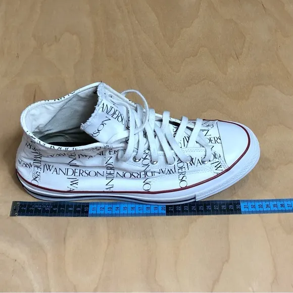 JW Anderson White Converse Edition Grid Logo Sneakers Unisex Size 12.