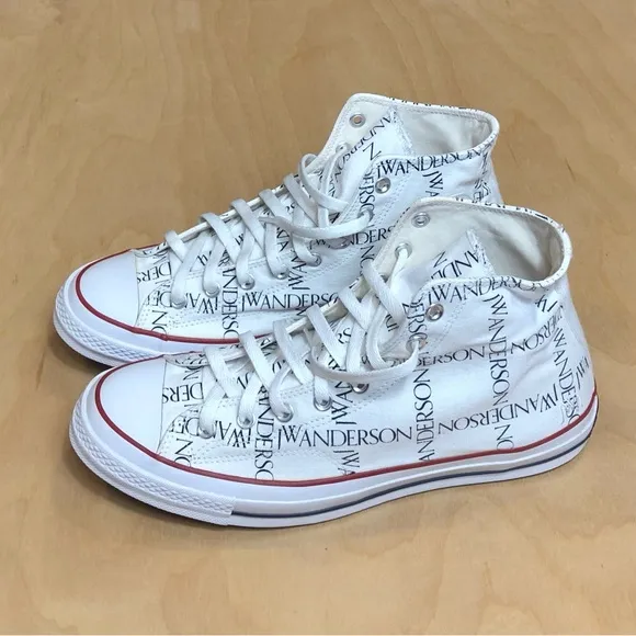 JW Anderson White Converse Edition Grid Logo Sneakers Unisex Size 12.