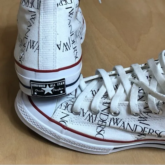 JW Anderson White Converse Edition Grid Logo Sneakers Unisex Size 12.