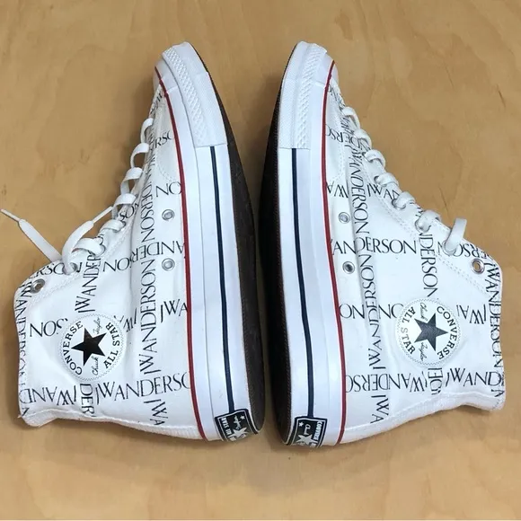 JW Anderson White Converse Edition Grid Logo Sneakers Unisex Size 12.