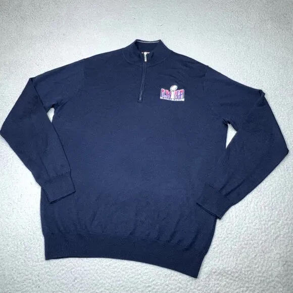 Kansas City Chiefs Sweater Men Medium Blue Peter Millar Wool Superbowl LVIII
