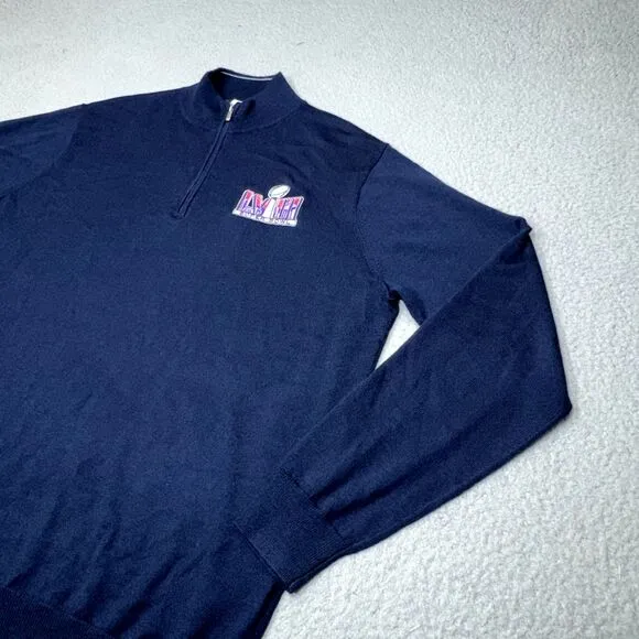 Kansas City Chiefs Sweater Men Medium Blue Peter Millar Wool Superbowl LVIII