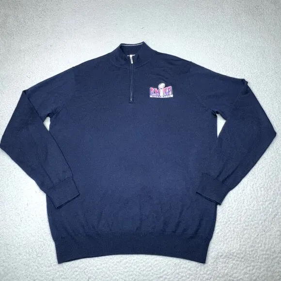 Kansas City Chiefs Sweater Men Medium Blue Peter Millar Wool Superbowl LVIII