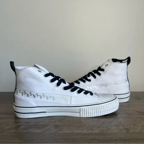 Karl Lagerfeld Paris Natural Men's Canvas Logo Hi Top Shoe Size 9 #B1475