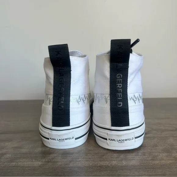 Karl Lagerfeld Paris Natural Men's Canvas Logo Hi Top Shoe Size 9 #B1475