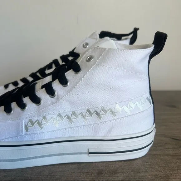 Karl Lagerfeld Paris Natural Men's Canvas Logo Hi Top Shoe Size 9 #B1475