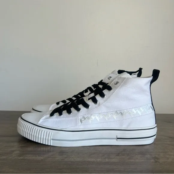 Karl Lagerfeld Paris Natural Men's Canvas Logo Hi Top Shoe Size 9 #B1475