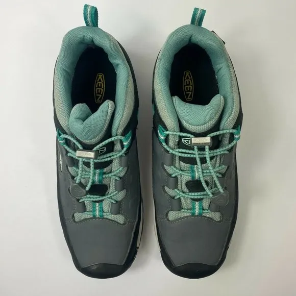 KEEN Kids' Targhee Low Waterproof Hiking Shoes Size 6 Steel Grey/Green 1019830