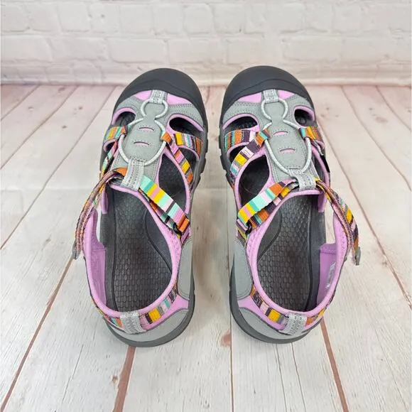 Keen Venice H2 Stripe Pink Gray Waterproof Hiking Shoes Girl Sz 6/Women's Sz 8