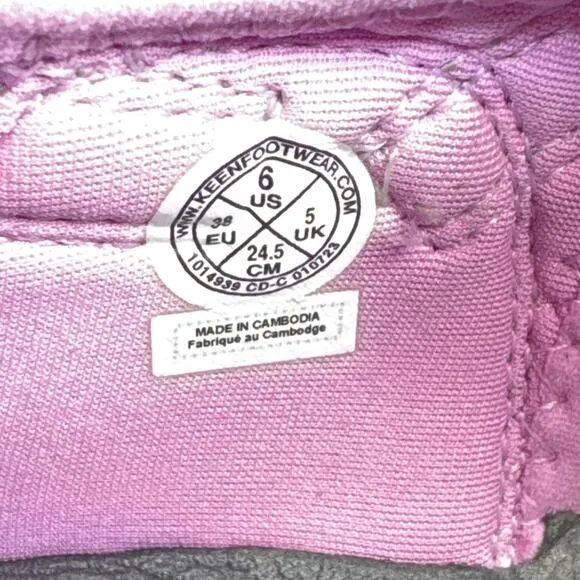 Keen Venice H2 Stripe Pink Gray Waterproof Hiking Shoes Girl Sz 6/Women's Sz 8