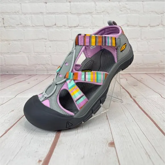 Keen Venice H2 Stripe Pink Gray Waterproof Hiking Shoes Girl Sz 6/Women's Sz 8