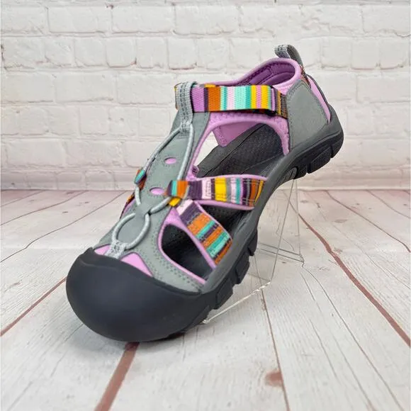 Keen Venice H2 Stripe Pink Gray Waterproof Hiking Shoes Girl Sz 6/Women's Sz 8