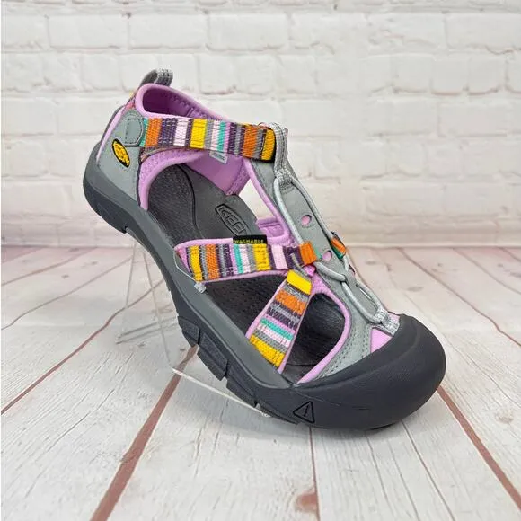 Keen Venice H2 Stripe Pink Gray Waterproof Hiking Shoes Girl Sz 6/Women's Sz 8