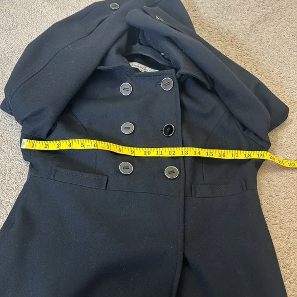 Kenneth Cole Black Wool Long Coat With Removable Hoodie Size 8