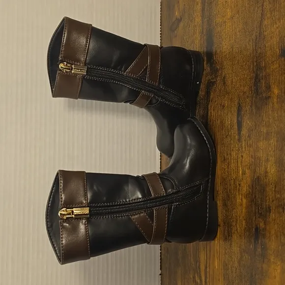 Kids Michael Kors Emma Blaire Tall Riding Leather Boots Girls Brown Black Size 5