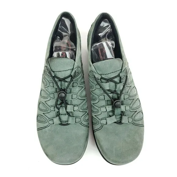 KLOGS Napoli Women's Comfort Bungee Cord Shoes Green Suede Size 11 M