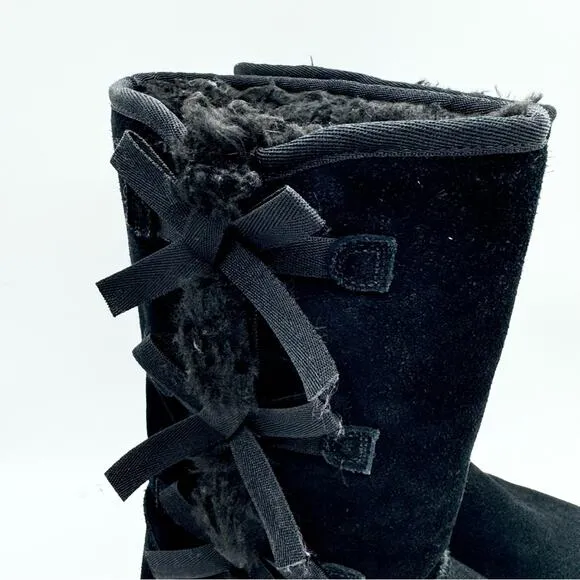 Koolaburra by UGG Victoria Tall Girls Bow Detail Tall Suede Boots Black Size 5