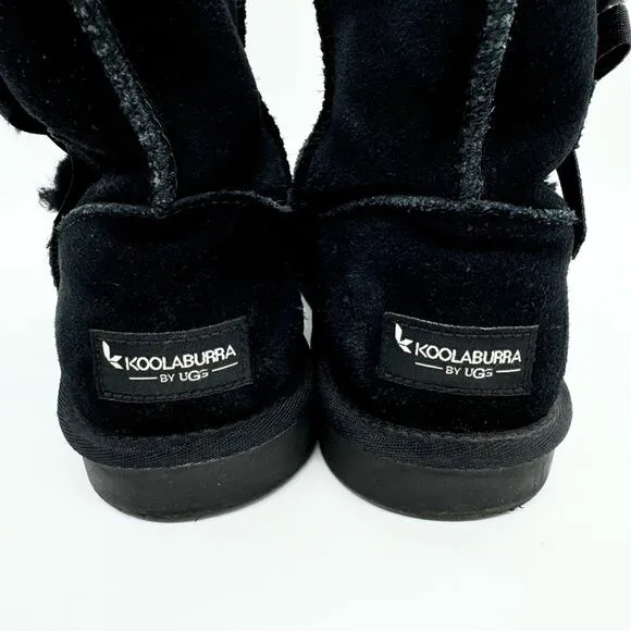 Koolaburra by UGG Victoria Tall Girls Bow Detail Tall Suede Boots Black Size 5