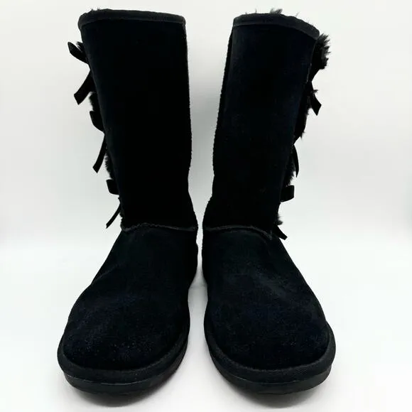 Koolaburra by UGG Victoria Tall Girls Bow Detail Tall Suede Boots Black Size 5