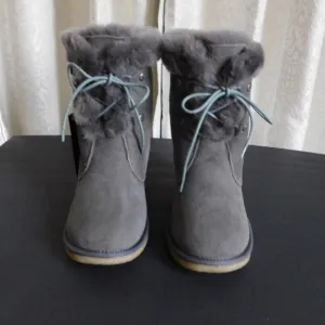KOOLABURRA GRAY SUEDE SHEEPSKIN LEXY BOOTS SIZE 9
