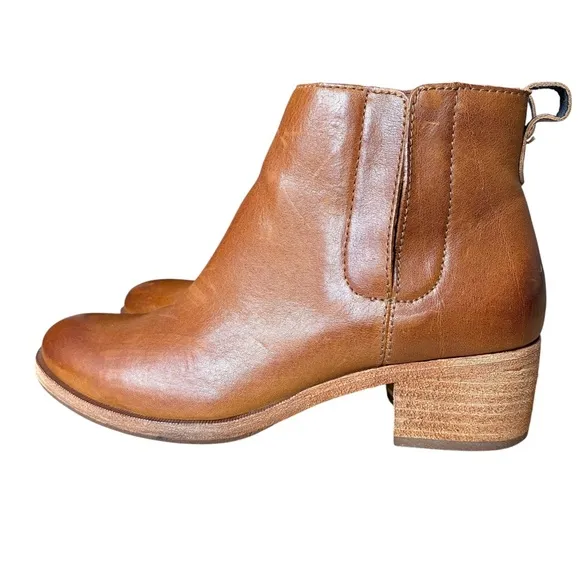 Kork Ease Brown Leather Mindo Heeled Ankle Boots - Size 7