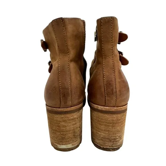 Kork Ease Dee chunky heeled Ankle leather boots military tan Y2K 90s sz 9