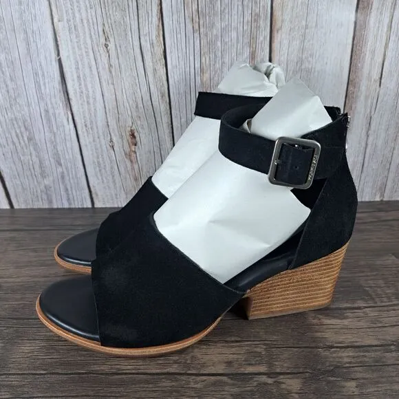 Kork-Ease Gazania Black Suede Wedge Ankle Strap Sandals Women's Sz 9 M (VGC)