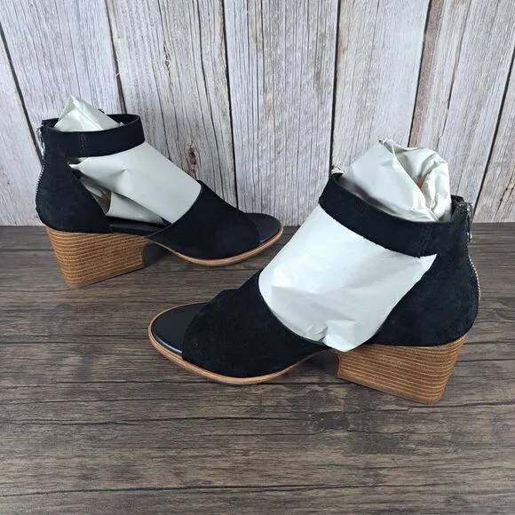Kork-Ease Gazania Black Suede Wedge Ankle Strap Sandals Women's Sz 9 M (VGC)