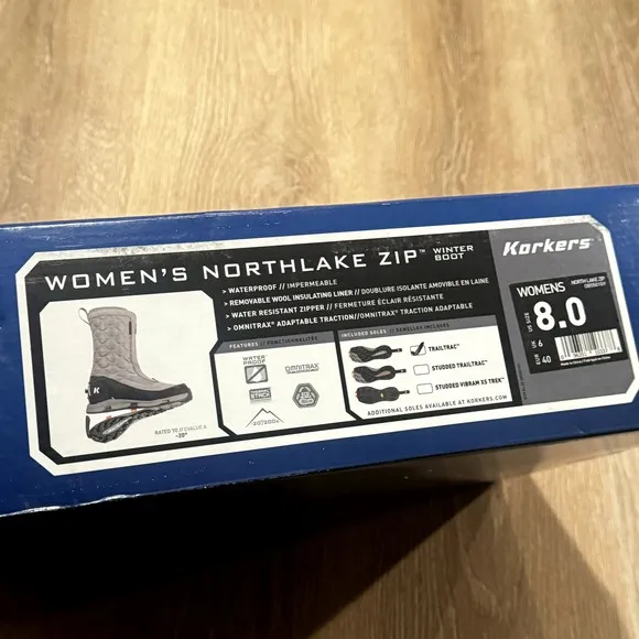 Korkers Women's Grey Northlake Zip Waterproof Comfort Boot Shoes Size 8 NWB