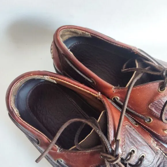 L L Bean US Mens Size 12 M Allagash Bison Leather Handsewn 3-Eye Shoes Brown