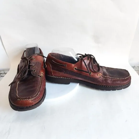 L L Bean US Mens Size 12 M Allagash Bison Leather Handsewn 3-Eye Shoes Brown