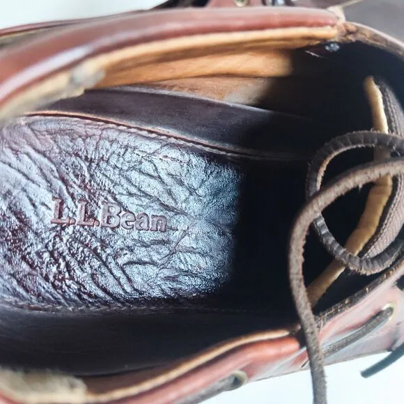 L L Bean US Mens Size 12 M Allagash Bison Leather Handsewn 3-Eye Shoes Brown