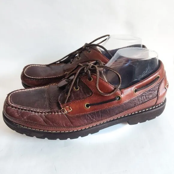 L L Bean US Mens Size 12 M Allagash Bison Leather Handsewn 3-Eye Shoes Brown