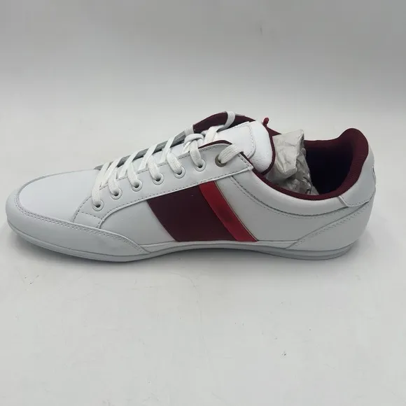 Lacoste Shoes Mens 10.5 White Burgundy Chaymon 223 Leather Sneakers