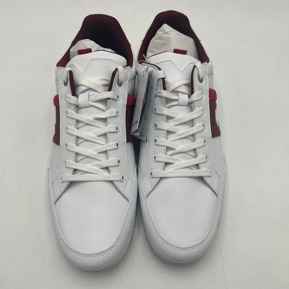 Lacoste Shoes Mens 10.5 White Burgundy Chaymon 223 Leather Sneakers