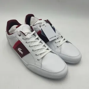 Lacoste Shoes Mens 10.5 White Burgundy Chaymon 223 Leather Sneakers
