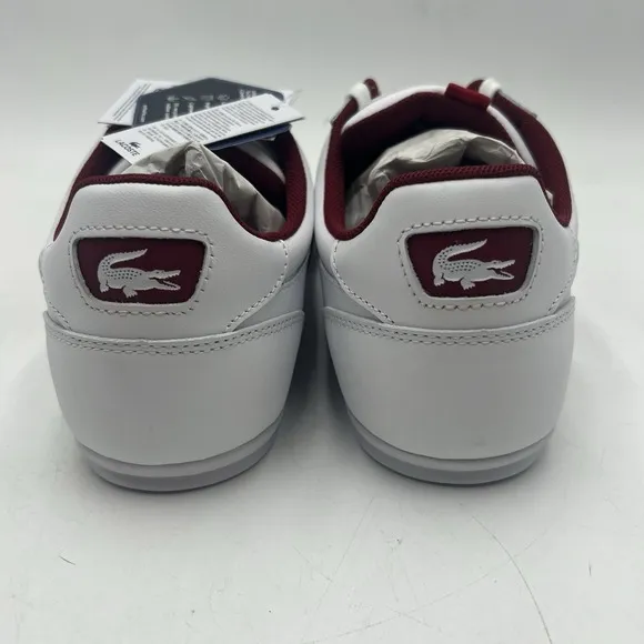Lacoste Shoes Mens 10.5 White Burgundy Chaymon 223 Leather Sneakers