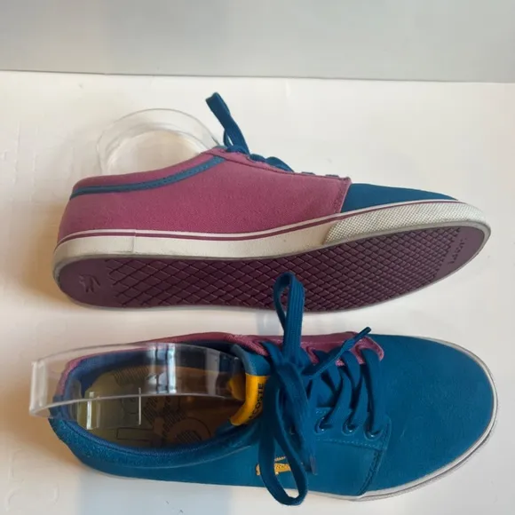 Lacoste vaultstar sleek Tennis Suede Canvas Turquoise Purple Sneakers Shoes Logo