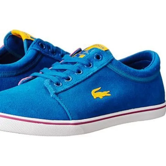 Lacoste vaultstar sleek Tennis Suede Canvas Turquoise Purple Sneakers Shoes Logo