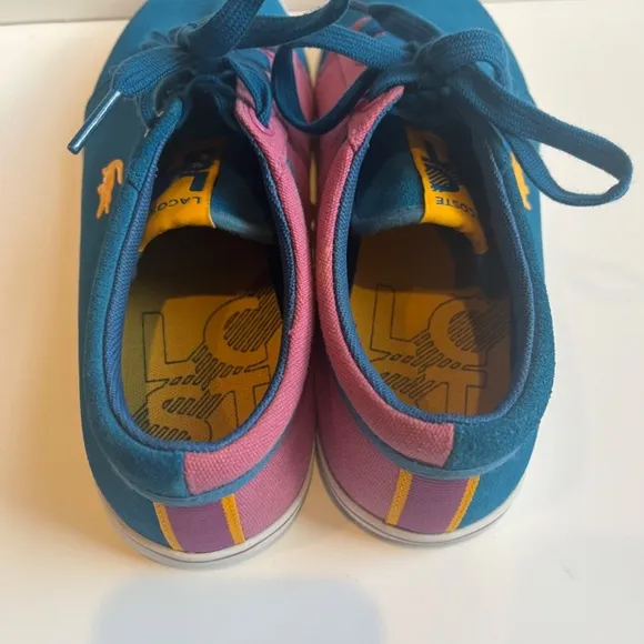 Lacoste vaultstar sleek Tennis Suede Canvas Turquoise Purple Sneakers Shoes Logo