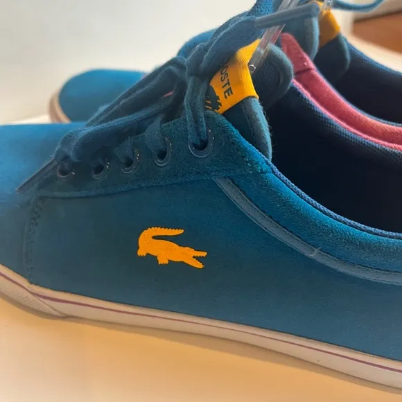 Lacoste vaultstar sleek Tennis Suede Canvas Turquoise Purple Sneakers Shoes Logo