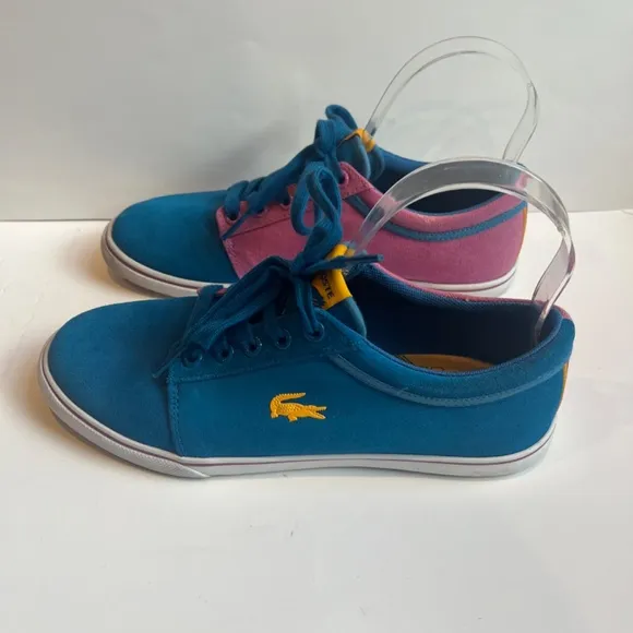 Lacoste vaultstar sleek Tennis Suede Canvas Turquoise Purple Sneakers Shoes Logo