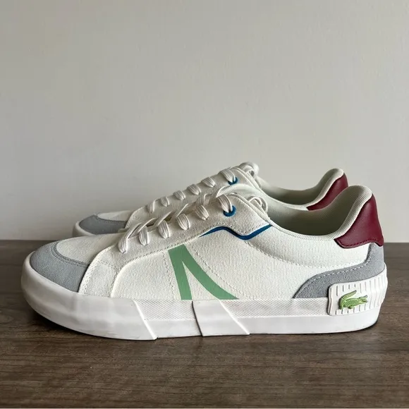LACOSTE White L004 Canvas Men's Trainer Shoes Size 12 #1140